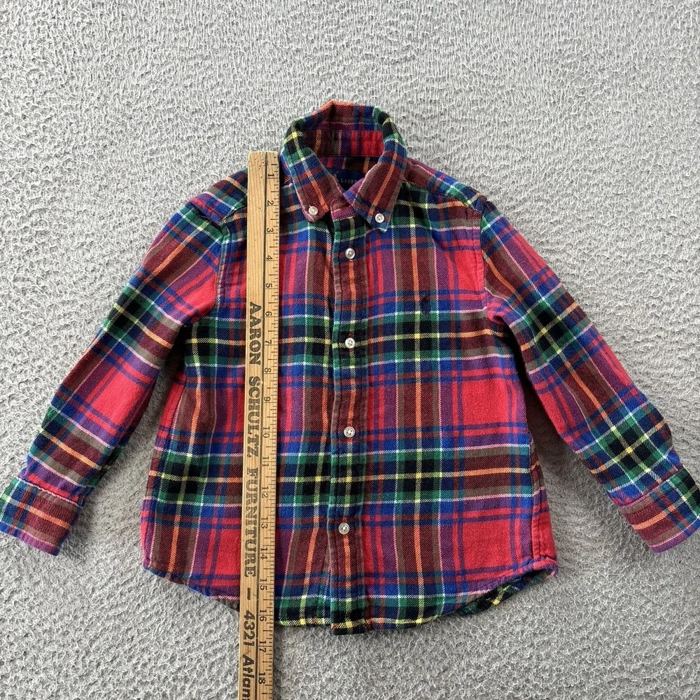Ralph Lauren Flannel Shirt Boys 3t Toddler Button Down Plaid Preppy